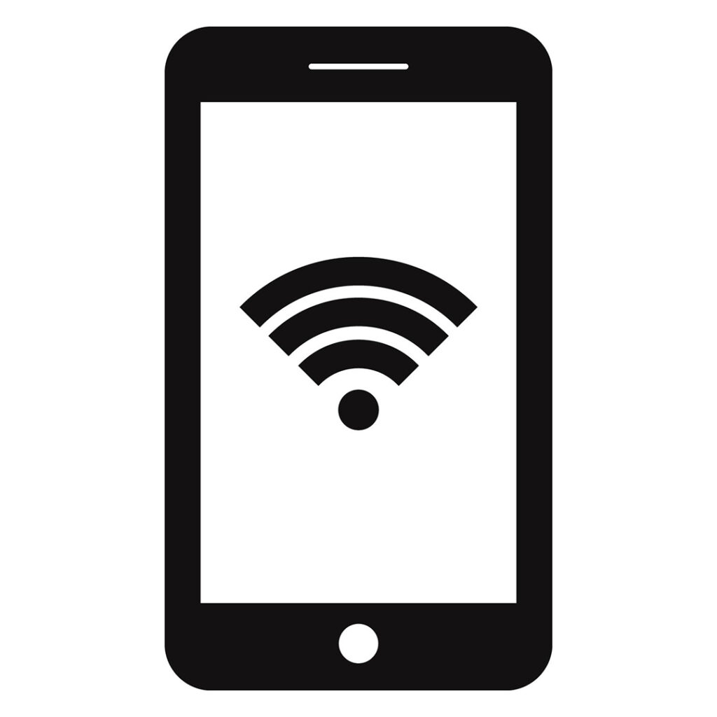 Un smartphone portant le symbole Wifi sur son écran.